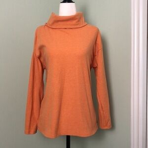 💛 XSP 💛 NWOT Anthro Sweater Orange Split Hem Tulip Back Turtleneck​